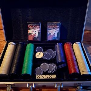 Poker Chip Set with Cards - Black, Red, Green, White